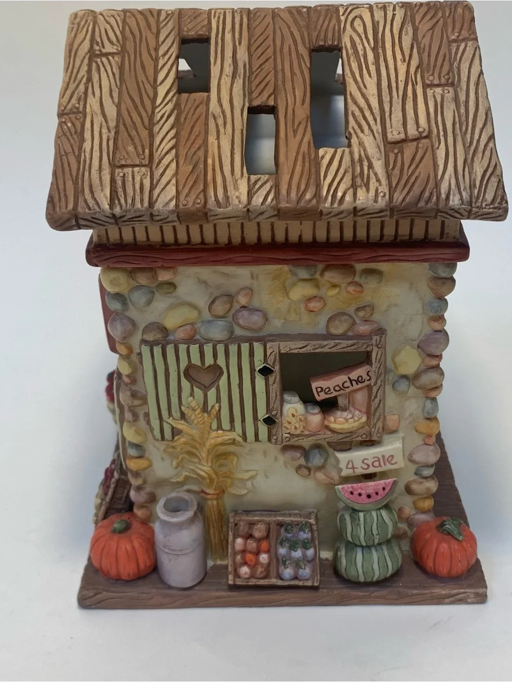 VTG Fall Wax Warmer Melt Ceramic Farmers Market Apples Pumpkins Rustic Country